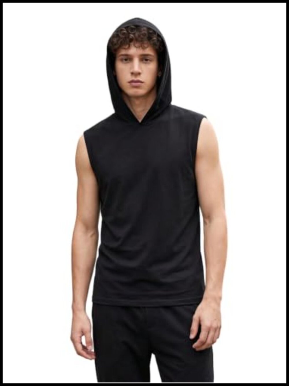 Plus Size Hooded Tank Top Sleeveless Drawstring T Shirt Activewear